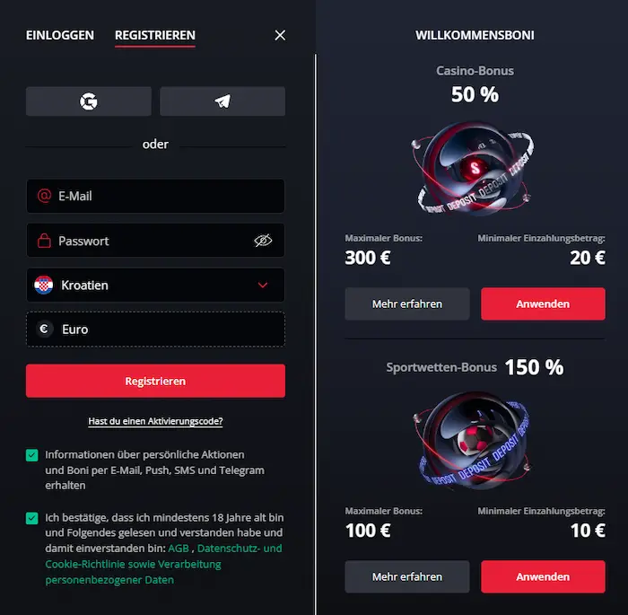 Starda Casino registre